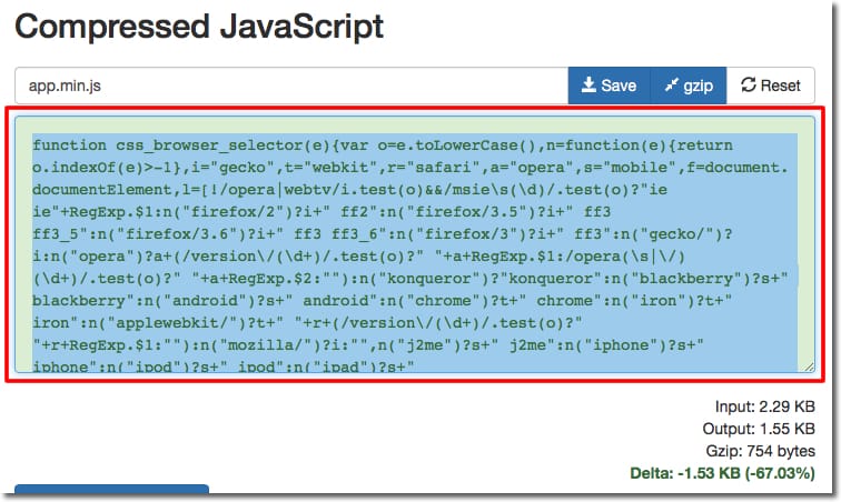 Javascriptファイルを圧縮