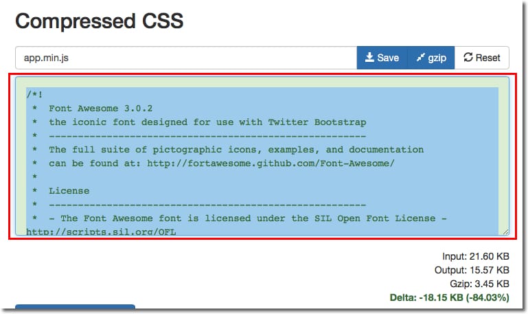 CSSファイルを圧縮2