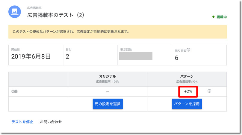 テスト２日目：＋２％